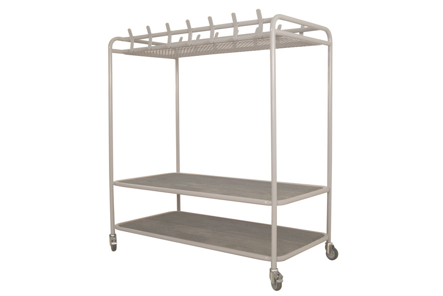 Metal Cloakroom Trolley with Seat & Overhead Shelf-0